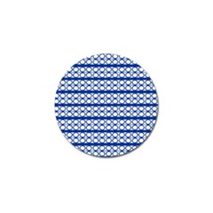 Circles Lines Blue White Pattern  Golf Ball Marker by BrightVibesDesign