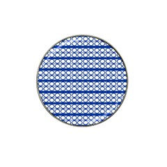 Circles Lines Blue White Pattern  Hat Clip Ball Marker by BrightVibesDesign