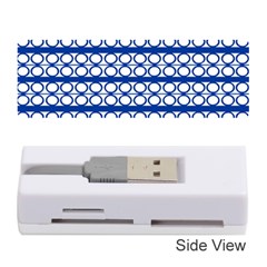 Circles Lines Blue White Pattern  Memory Card Reader (stick)  by BrightVibesDesign