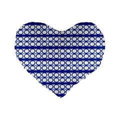 Circles Lines Blue White Pattern  Standard 16  Premium Heart Shape Cushions by BrightVibesDesign