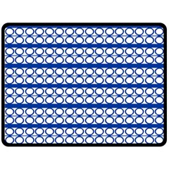 Circles Lines Blue White Pattern  Double Sided Fleece Blanket (large)  by BrightVibesDesign