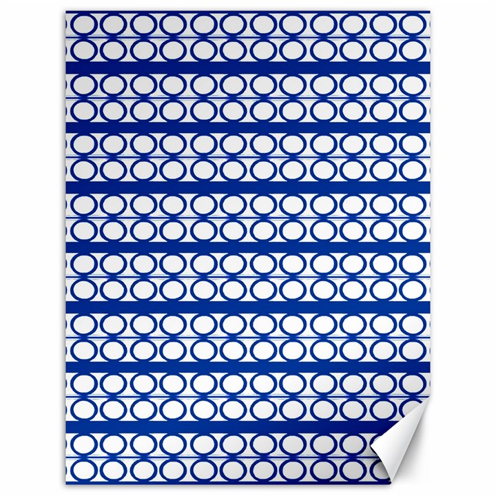 Circles Lines Blue White Pattern  Canvas 12  x 16  