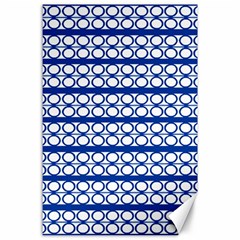 Circles Lines Blue White Pattern  Canvas 24  X 36  by BrightVibesDesign