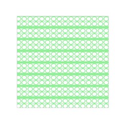 Circles Lines Green White Pattern Small Satin Scarf (square) by BrightVibesDesign