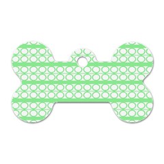 Circles Lines Green White Pattern Dog Tag Bone (two Sides) by BrightVibesDesign