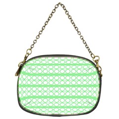 Circles Lines Green White Pattern Chain Purses (two Sides)  by BrightVibesDesign