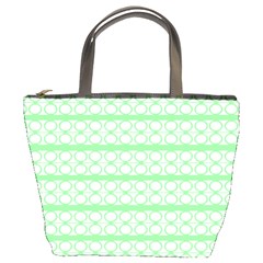 Circles Lines Green White Pattern Bucket Bags by BrightVibesDesign