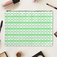 Circles Lines Green White Pattern Cosmetic Bag (xl) by BrightVibesDesign