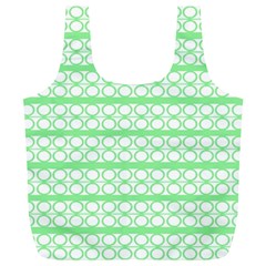 Circles Lines Green White Pattern Full Print Recycle Bags (l)  by BrightVibesDesign