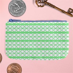 Circles Lines Green White Pattern Large Coin Purse by BrightVibesDesign