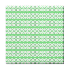 Circles Lines Green White Pattern Tile Coasters by BrightVibesDesign