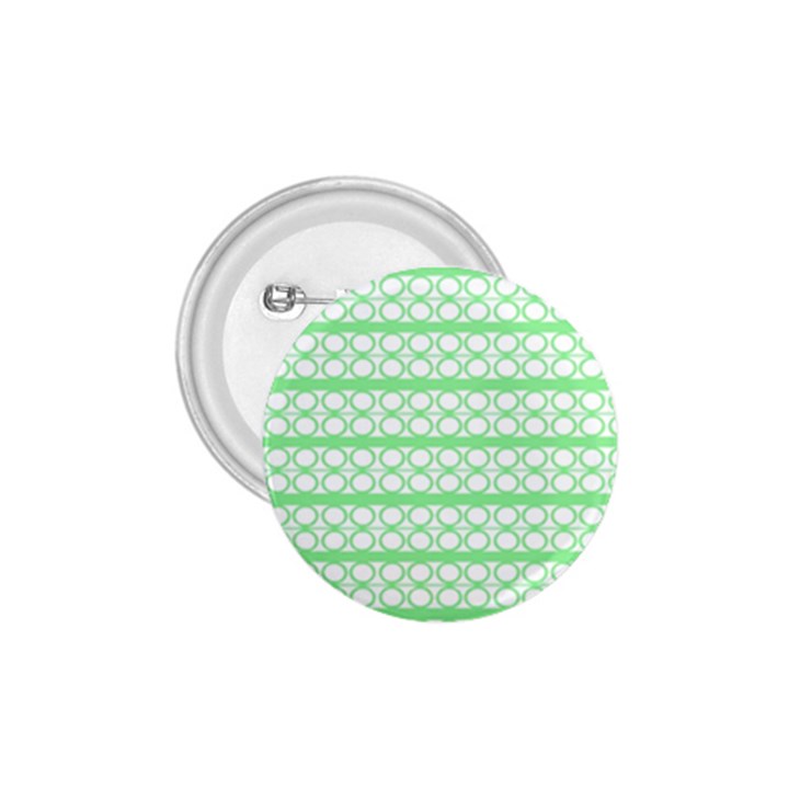 Circles Lines Green White Pattern 1.75  Buttons