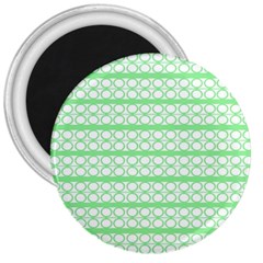 Circles Lines Green White Pattern 3  Magnets by BrightVibesDesign