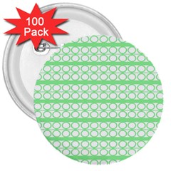 Circles Lines Green White Pattern 3  Buttons (100 Pack)  by BrightVibesDesign