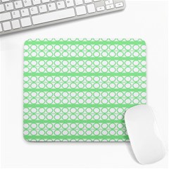 Circles Lines Green White Pattern Large Mousepads by BrightVibesDesign