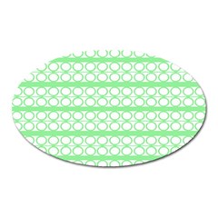 Circles Lines Green White Pattern Oval Magnet by BrightVibesDesign