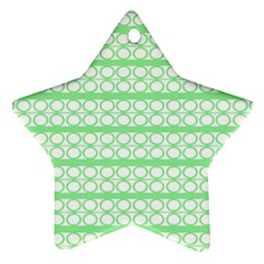 Circles Lines Green White Pattern Star Ornament (two Sides) by BrightVibesDesign