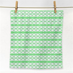 Circles Lines Green White Pattern Face Towel by BrightVibesDesign