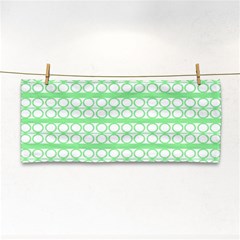 Circles Lines Green White Pattern Hand Towel by BrightVibesDesign