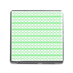 Circles Lines Green White Pattern Memory Card Reader (square) by BrightVibesDesign