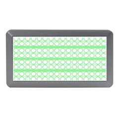 Circles Lines Green White Pattern Memory Card Reader (mini) by BrightVibesDesign