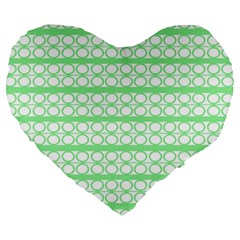 Circles Lines Green White Pattern Large 19  Premium Heart Shape Cushions by BrightVibesDesign