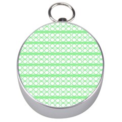 Circles Lines Green White Pattern Silver Compasses by BrightVibesDesign