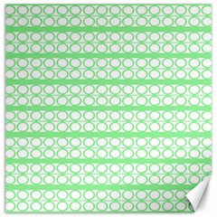 Circles Lines Green White Pattern Canvas 12  X 12   by BrightVibesDesign