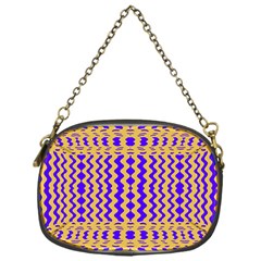 Purple Yellow Wavey Lines Chain Purses (one Side)  by BrightVibesDesign