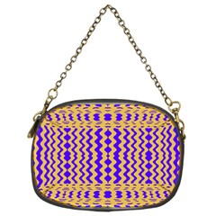 Purple Yellow Wavey Lines Chain Purses (two Sides)  by BrightVibesDesign