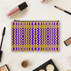 Purple Yellow Wavey Lines Cosmetic Bag (medium)  by BrightVibesDesign