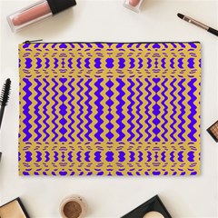 Purple Yellow Wavey Lines Cosmetic Bag (xl) by BrightVibesDesign