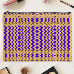 Purple Yellow Wavey Lines Cosmetic Bag (xxxl)  by BrightVibesDesign