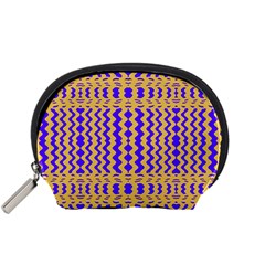 Purple Yellow Wavey Lines Accessory Pouches (small)  by BrightVibesDesign