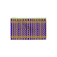 Purple Yellow Wavey Lines Cosmetic Bag (xs) by BrightVibesDesign