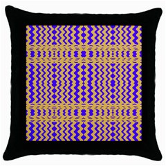 Purple Yellow Wavey Lines Throw Pillow Case (black) by BrightVibesDesign