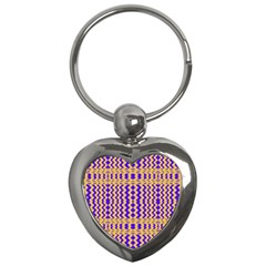 Purple Yellow Wavey Lines Key Chains (heart) 