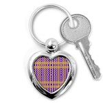 Purple Yellow Wavey Lines Key Chains (Heart)  Front