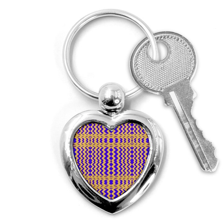 Purple Yellow Wavey Lines Key Chains (Heart) 