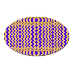 Purple Yellow Wavey Lines Oval Magnet by BrightVibesDesign