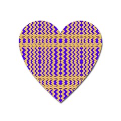 Purple Yellow Wavey Lines Heart Magnet by BrightVibesDesign