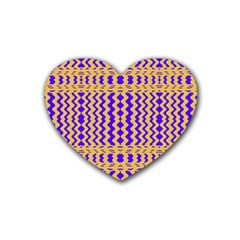 Purple Yellow Wavey Lines Rubber Coaster (heart) 