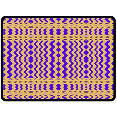 Purple Yellow Wavey Lines Fleece Blanket (large)  by BrightVibesDesign