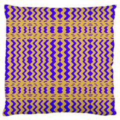 Purple Yellow Wavey Lines Large Cushion Case (one Side) by BrightVibesDesign