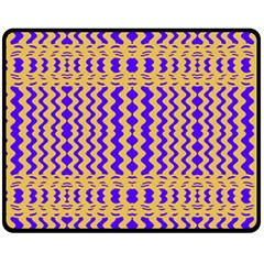 Purple Yellow Wavey Lines Double Sided Fleece Blanket (medium)  by BrightVibesDesign