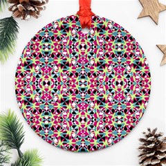 Multicolored Abstract Geometric Pattern Ornament (round) by dflcprints