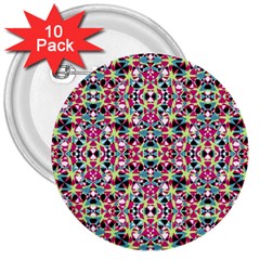 Multicolored Abstract Geometric Pattern 3  Buttons (10 Pack)  by dflcprints