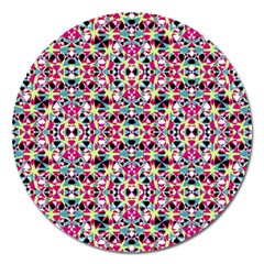 Multicolored Abstract Geometric Pattern Magnet 5  (round) by dflcprints