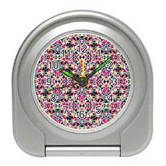 Multicolored Abstract Geometric Pattern Travel Alarm Clocks by dflcprints