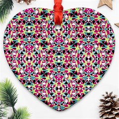 Multicolored Abstract Geometric Pattern Heart Ornament (two Sides) by dflcprints